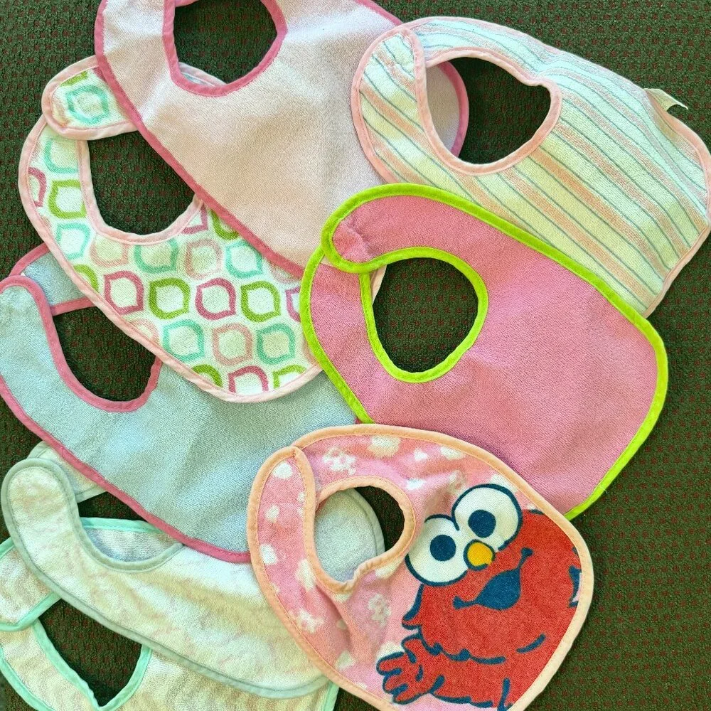 Carter's Baby Girl Bib Lot 20pc Holiday Elmo Valentine 4th July Birthday Mixed